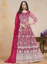 Net Pink Wedding Wear Embroidery Work Anarkali Suit